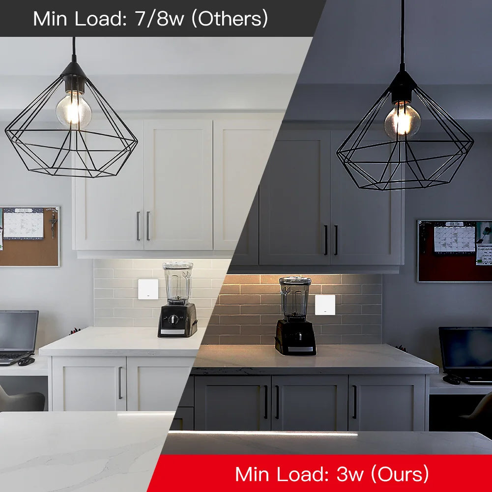 MOES Smart Light Switch Tuya ZigBee No Neutral Wire No Capacitor Needed Smart Life 2/3 Way Works with Alexa Google Home 2mqtt