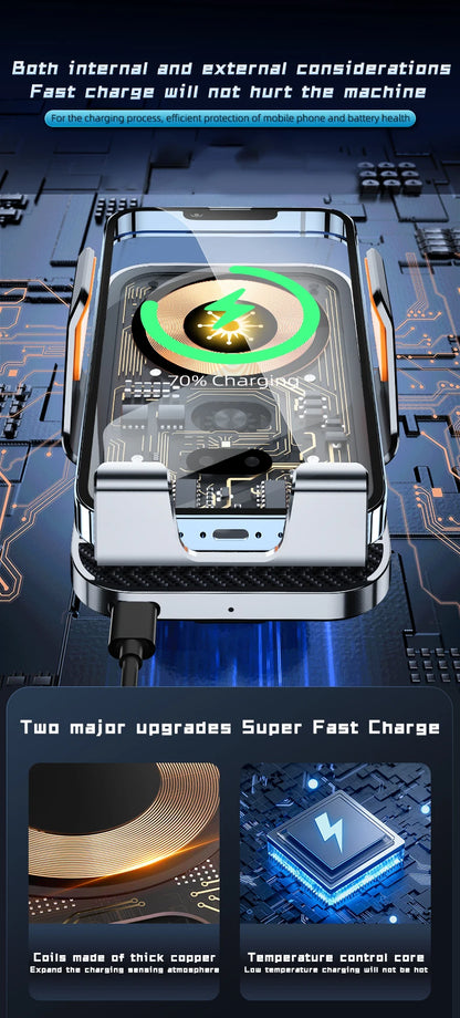 Universal Car Wireless Charging Mobile Phone Holder Air Outlet Navigation Bracket Transparent Vehicle Mount for Smartphones