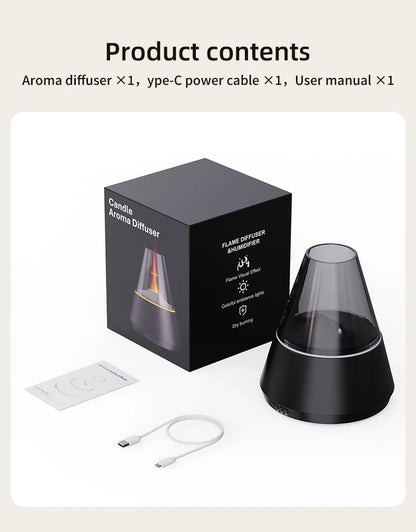 NEWSTYLE Simulated Flame Aroma Diffuser Bonfire Air Humidifier Ultrasonic Cool Mist Maker Fogger LED Essential Oil Lamp Diffuser
