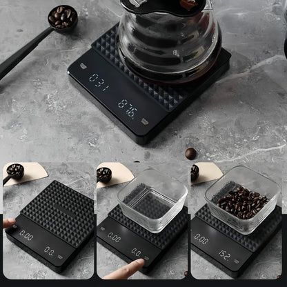 High-precision Electronic Coffee Scale with Waterproof Pad LED Display USB Timing Professional Home Coffee Accessories 3kg/0.1g