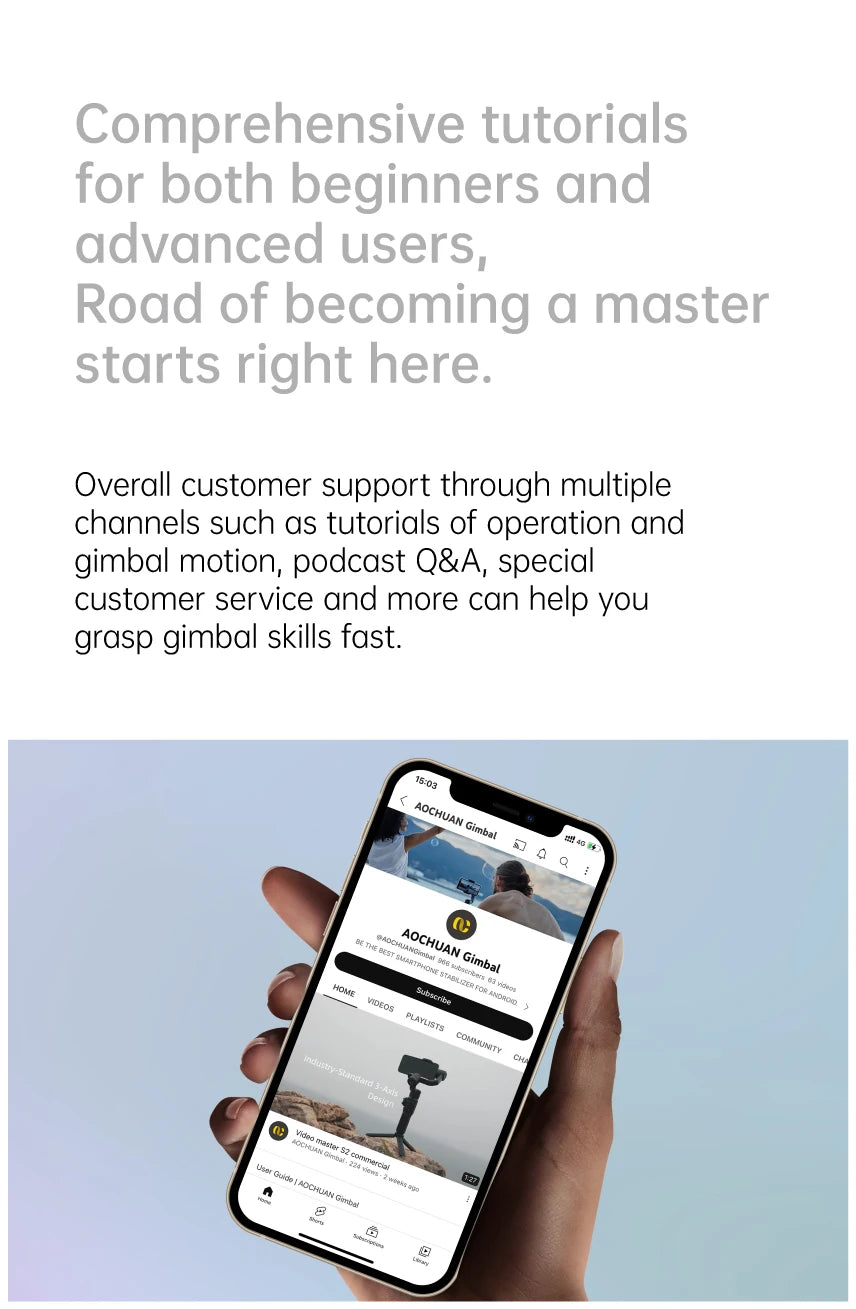 AOCHUAN 3-Axis Handheld Gimbal Stabilizer SmartXE for Smartphone for iPhone Android AI Face Tracking TikTok Vlog