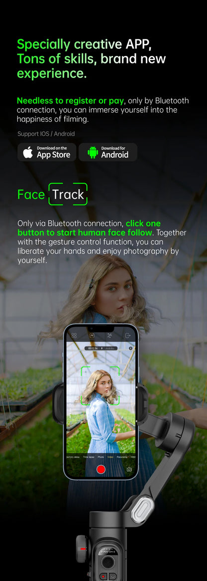 AOCHUAN 3-Axis Handheld Gimbal Stabilizer SmartXE for Smartphone for iPhone Android AI Face Tracking TikTok Vlog