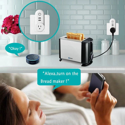 WiFi Smart Power Plug Adapter Electrical Outlet EU US AU UK GE Socket USB Time Remote Control by Smartlife App Alexa Google Home