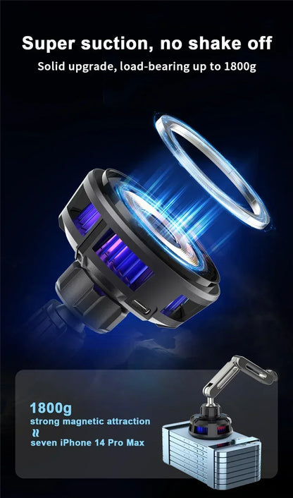 ice Cooling Magnetic Wireless Car Charger Stand for iPhone 16 15 14 13 12 Pro Max MacSafe Car Phone Holder Fast Charging Station