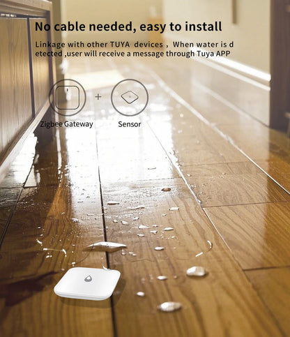 Tiny Water Leakage Smart Sensor ZigBee Smart Leakage Detector Alarm Supports tuya/Home Assistant/eWeLink for Smart Home Security