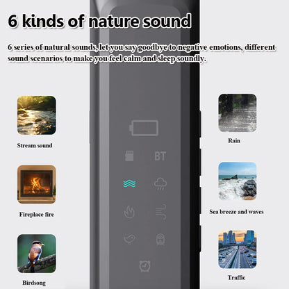 Under Pillow Bone Conduction Bluetooth Speaker White Noise Sleep Aid Soundbar with LED Display Timed Shutdown TF Card Music Play