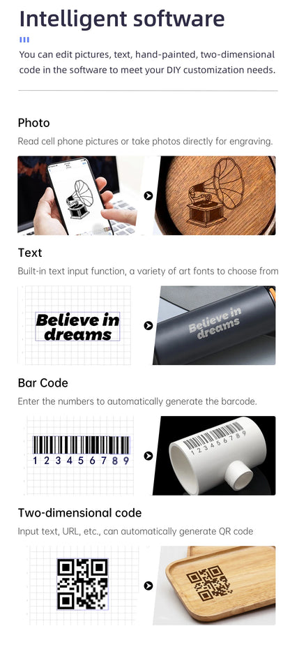 DAJA DJ6 Mini Portable Laser Engraver Diy Bluetooth Machine Painted Dog Tag Paper Leather Wooden Plastic Logo CNC Machine