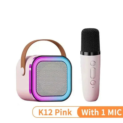 K12 Wireless Bluetooth Speaker with 2 Microphone RGB Portable Music Player Karaoke Machine for  Family Singing Children's Gifts