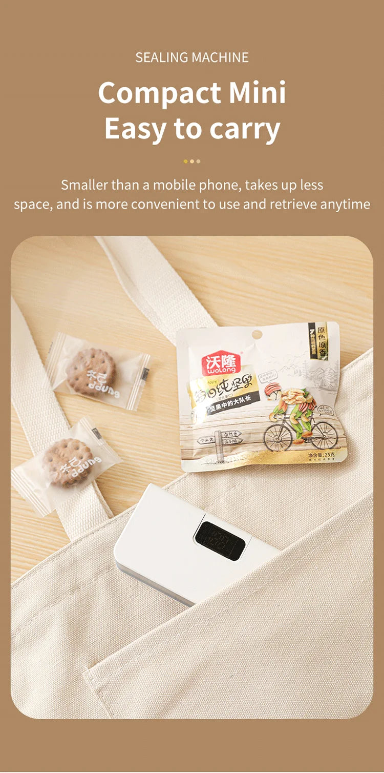 Plastic Bag Sealer Mini Heat Bag Sealing Machine Rechargeable Handheld Food Packaging Heat Sealer Thermal Bags Sealing Machine