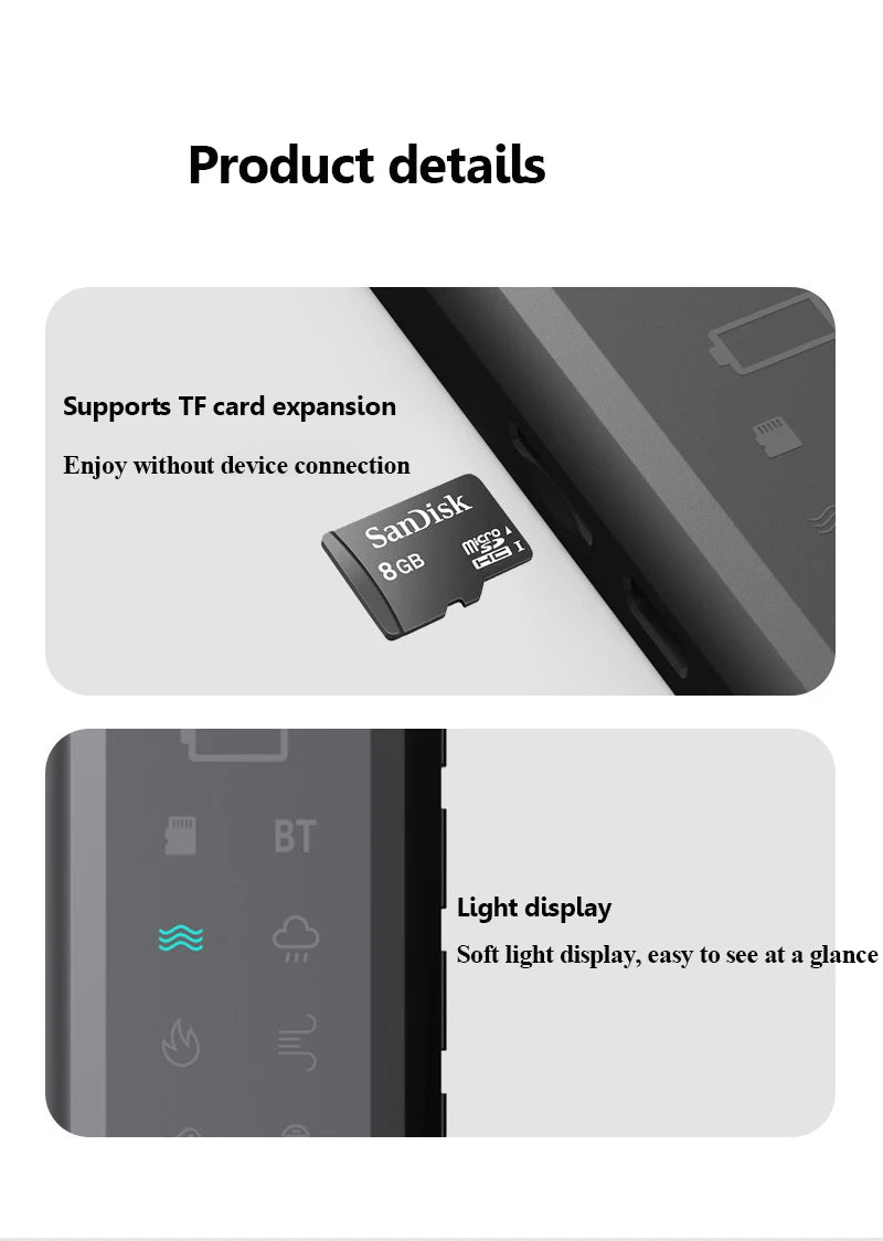 Under Pillow Bone Conduction Bluetooth Speaker White Noise Sleep Aid Soundbar with LED Display Timed Shutdown TF Card Music Play