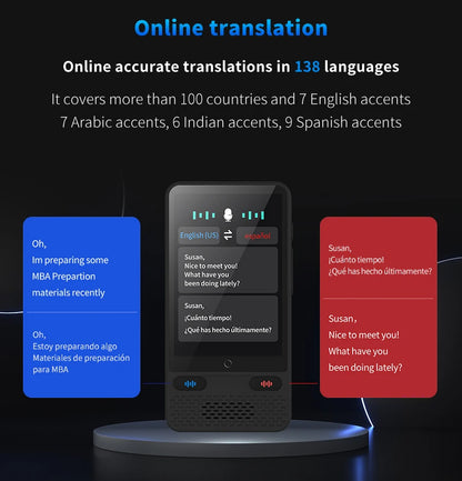 Language Translator Device AI Translation Support ChatGPT 138 Languages Translation Two Way Real Time Voice Translation with