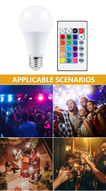 LED RGB Lamp Spotlight Bulb E27 E14 GU10 B22 AC120V 230V Bombillas LED 6W 10W IR Remote Control Led Smart RGBW Lamp Home Decor