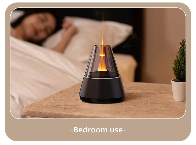 NEWSTYLE Simulated Flame Aroma Diffuser Bonfire Air Humidifier Ultrasonic Cool Mist Maker Fogger LED Essential Oil Lamp Diffuser
