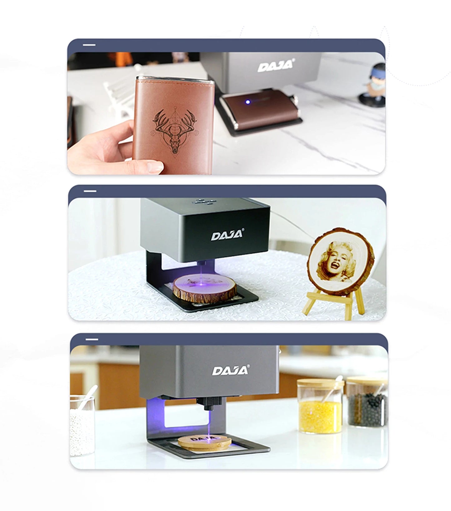 DAJA DJ6 Mini Portable Laser Engraver Diy Bluetooth Machine Painted Dog Tag Paper Leather Wooden Plastic Logo CNC Machine