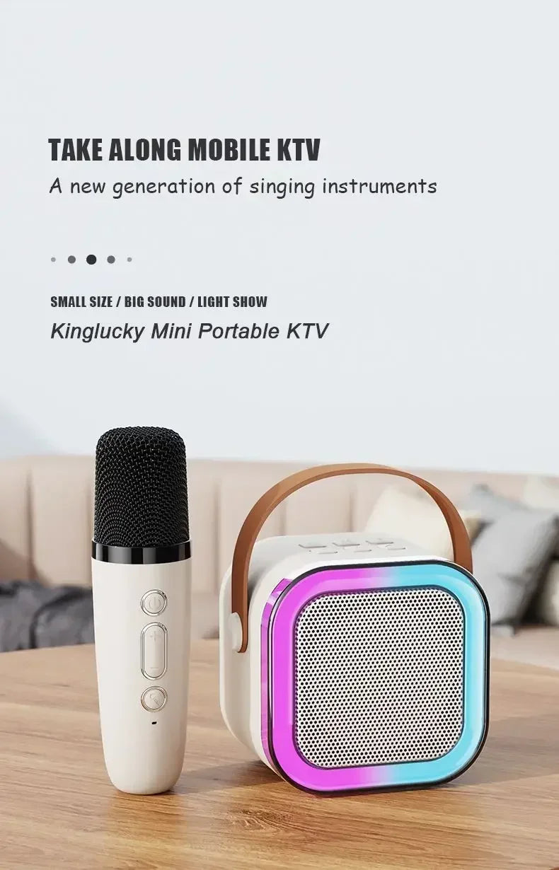 K12 Wireless Bluetooth Speaker with 2 Microphone RGB Portable Music Player Karaoke Machine for  Family Singing Children's Gifts