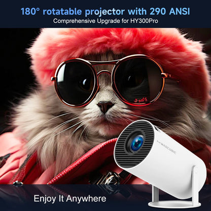 Magcubic Projector Android 11 4K 1280*720P HY300 Pro + Dual Wifi 290ANSI 180°flexible BT5.0 Cinema Outdoor Portable Projector