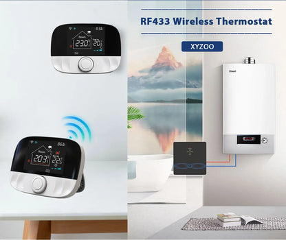 RF Wireless Thermostat Smart WiFi Floor Heating For Gas Boiler Battery Powered Tuya Temperature Controller Receiver Alice Google