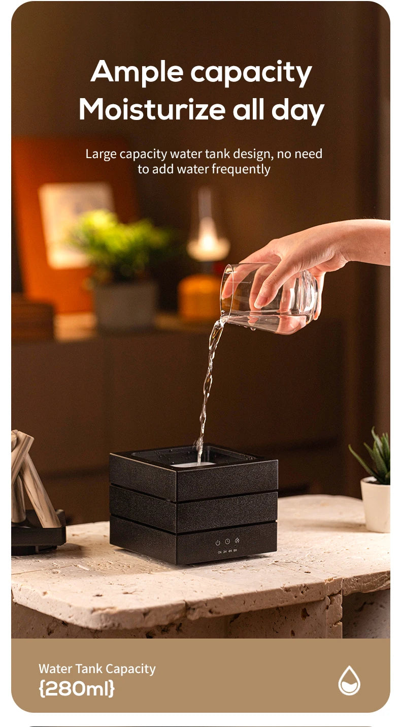 NEWSTYLE Simulated Flame Aroma Diffuser Bonfire Air Humidifier Ultrasonic Cool Mist Maker Fogger LED Essential Oil Lamp Diffuser