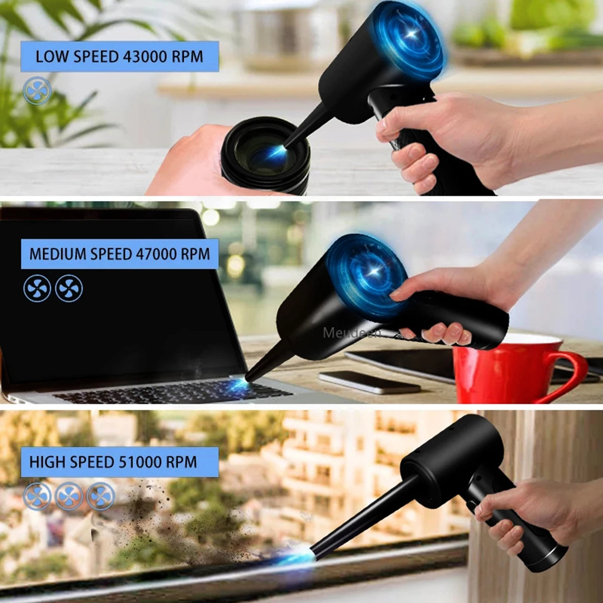 Compressed Air Duster For Computer Keyboard 51000 RPM USB Charging Mini Electric Cordless PC Car Cleaner Wireless Air Blower