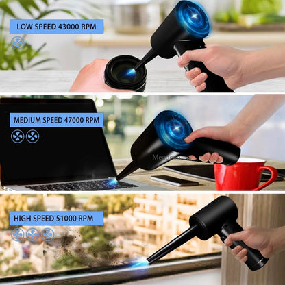 Compressed Air Duster For Computer Keyboard 51000 RPM USB Charging Mini Electric Cordless PC Car Cleaner Wireless Air Blower