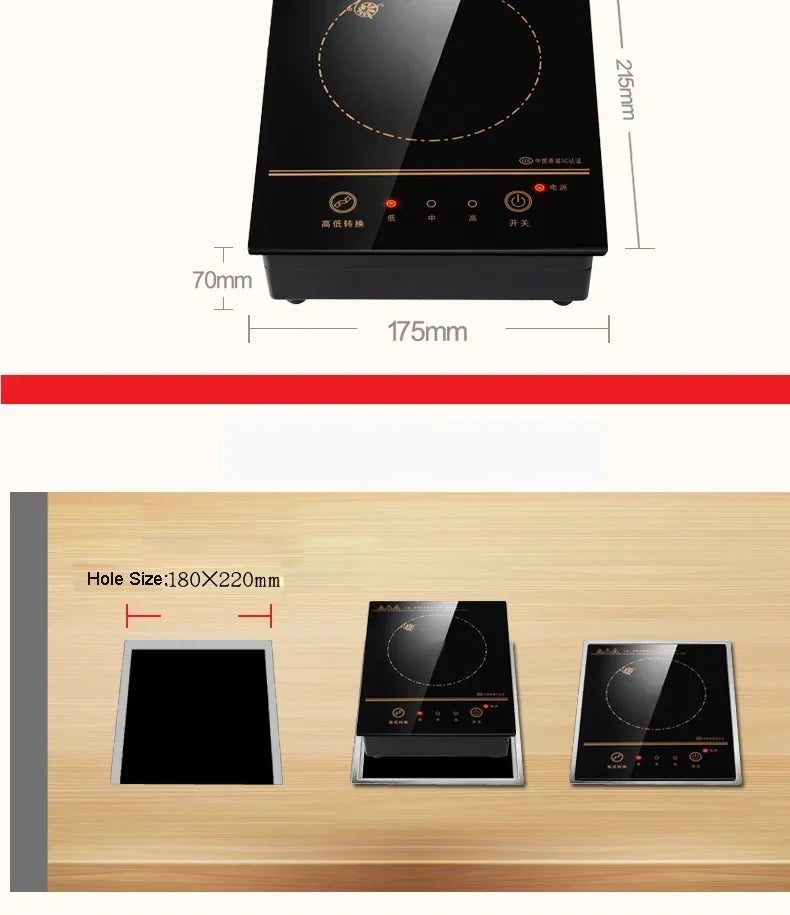 Mini Electric Magnetic Induction Cooker Wire control Embedded Hotpot Hob Burner Waterproof hot pot Tea Boiler Stove Cooktop 800W