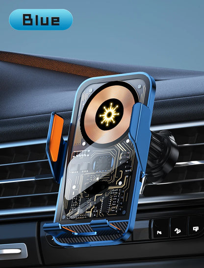 Universal Car Wireless Charging Mobile Phone Holder Air Outlet Navigation Bracket Transparent Vehicle Mount for Smartphones