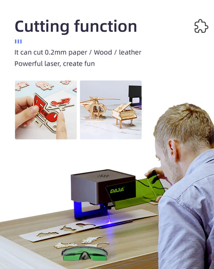 DAJA DJ6 Mini Portable Laser Engraver Diy Bluetooth Machine Painted Dog Tag Paper Leather Wooden Plastic Logo CNC Machine