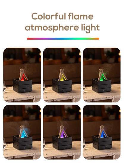 NEWSTYLE Simulated Flame Aroma Diffuser Bonfire Air Humidifier Ultrasonic Cool Mist Maker Fogger LED Essential Oil Lamp Diffuser