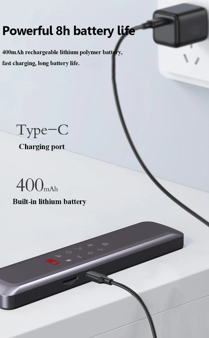 Under Pillow Bone Conduction Bluetooth Speaker White Noise Sleep Aid Soundbar with LED Display Timed Shutdown TF Card Music Play