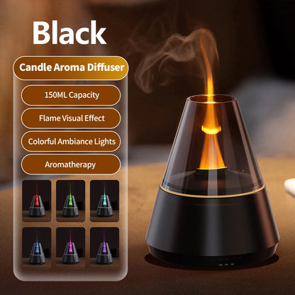 NEWSTYLE Simulated Flame Aroma Diffuser Bonfire Air Humidifier Ultrasonic Cool Mist Maker Fogger LED Essential Oil Lamp Diffuser