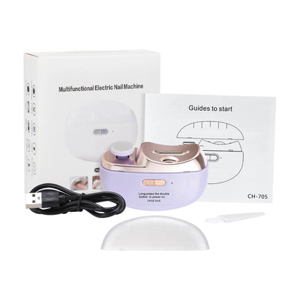 USB Automatic Electric Nail Clipper With Cleaning Brush Nail Trimmer Grinder Polisher Fingernail Cutter Manicure Pedicure Tools