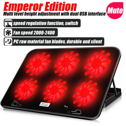 COOLCOLD A9 Gaming RGB Laptop Cooler 2 USB Ports 6 Fan Gaming Led Light Notebook Cooler For 13-18 Inch Stand For Laptop Macbook
