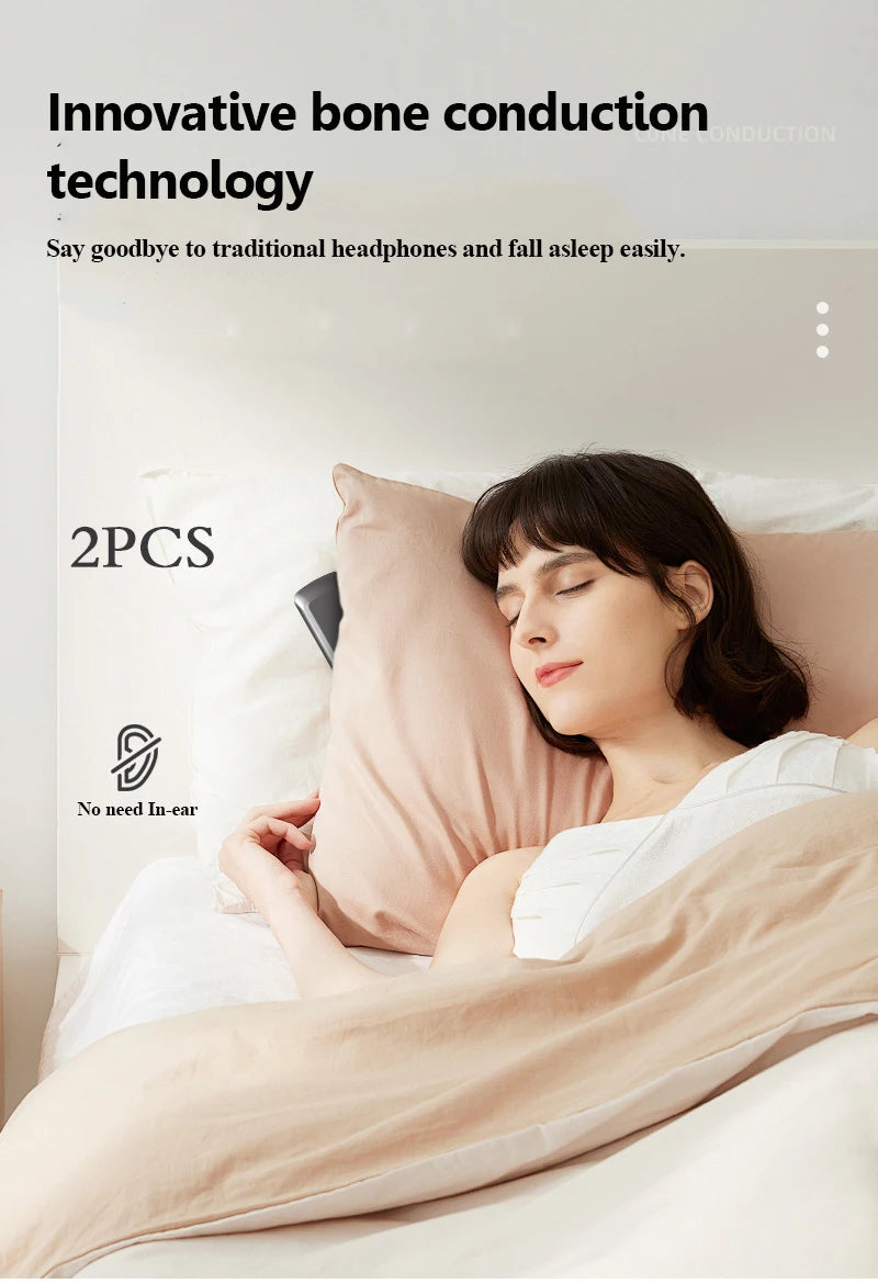 Under Pillow Bone Conduction Bluetooth Speaker White Noise Sleep Aid Soundbar with LED Display Timed Shutdown TF Card Music Play