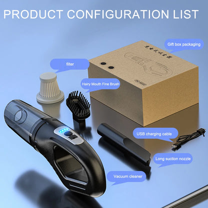 120W Portable Car Vacuum Cleaner USB Charging Handheld Cordless Vacuum Cleaner Powerful Suction for Auto/Home/Office/Pet Hair