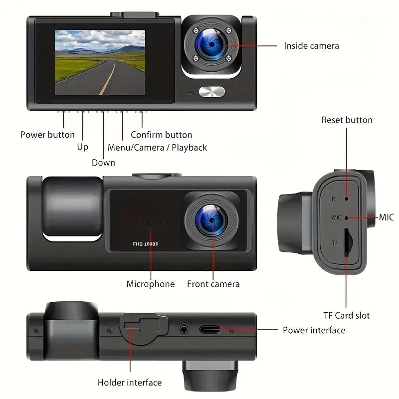 1080P Car Dvr 2/3 Camra Dash Cam for Cars Camera for Vehicle Recorder Video Front Optional Rear Camera  Night Vision Dashcam