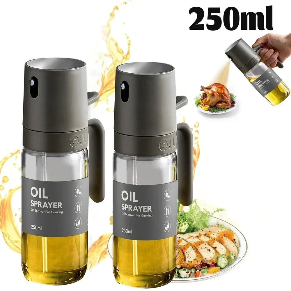 250ML Oil Sprayer High Borosilicate Glass BPA Free Cooking Oil Mister Olive Oil Sprayer for Air Fryer Salad BBQ Kitchen Gadget