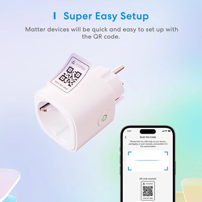 Meross Matter Smart Wi-Fi EU Plug with Energy Monitor Function Work with Apple Homekit Google Home Smartthings Alexa