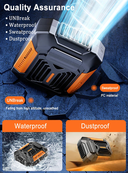Portable Waist Fan Mini Hanging Neck Fan USB Rechargeable Fan Small Outdoor Camping Waist Clip Fan with LED Light Power Bank