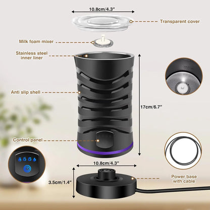 Milk Frother 4-in-1 Electric Milk Frother w/4 Modes Electric Milk Frother for Cappuccino, Latte, Mocha, Macchiato, Hot Chocolate