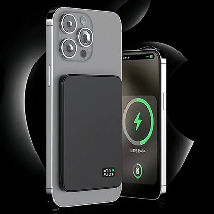 Ultra Thin Power Bank for MagSafe,Magnetic Wireless Fast Charging LED Display Portable Battery For iPhone Samsung Phone Airpods