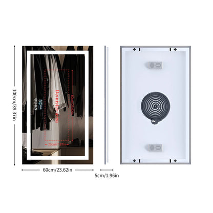 XXL Bathroom Mirror Smart LED Vanity Mirror Wall Mounted with Bluetooth, Digital Display, Back Front Lit,Anti Fog for Hotel Hall