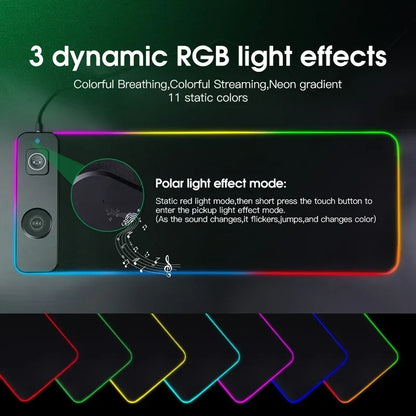 RGB Mouse Keyboard Pad with Wireless Charging Large Pads for Phone Gaming Mousepad Desktop PC Laptop Computer Desks Plate Mat