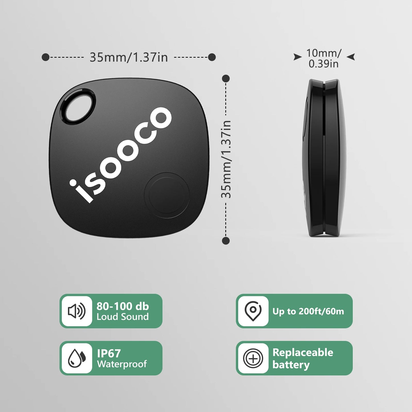 1/2/3/4pcs isooco Mini Car Locator Anti-lost Wallet Keychain Smart Tag Bluetooth Tracker Key Item Finder Use Find My (IOS Only)