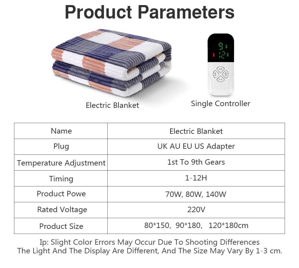 Electric Bed Sheet Heated 220V Blankets Heated Electric Sheet Intelligent Controller EU Plug Home Living Room Office Winter Use