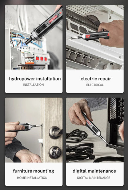 Electric Screwdriver Cordless, Rechargeable Power Screwdrivers Set, Automatic Home Repair USB Cable Tool Kit with LED Lights