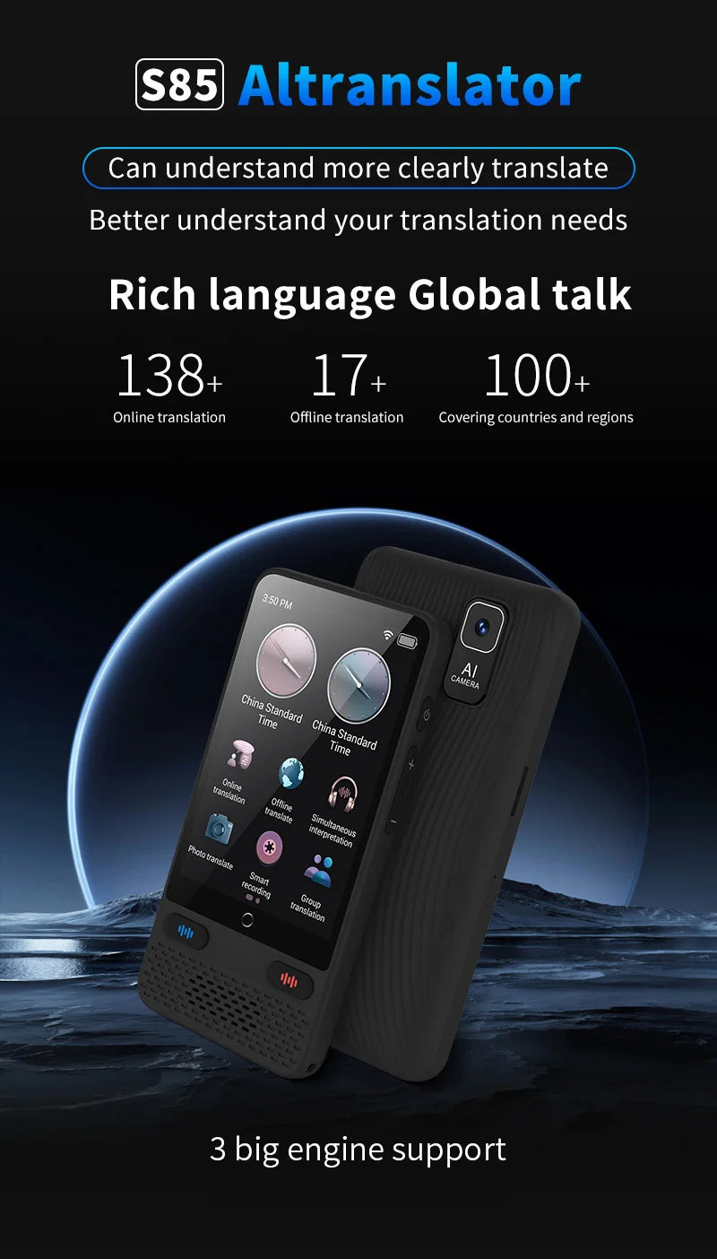 Language Translator Device AI Translation Support ChatGPT 138 Languages Translation Two Way Real Time Voice Translation with