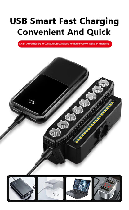 5/8 LED Bicycle Front Light USB Rechargeable 130dB Cycling Bike Horn Easy to Install 6 Modes Bicycle Bell Light