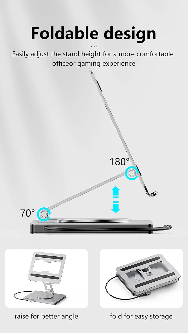 Blueendless Aluminum ipad Holder 10 in 1 docking C hub 4K 60Hz Type C Adapter USB3.0 5Gbps 100W PD Charger For Laptop desktop