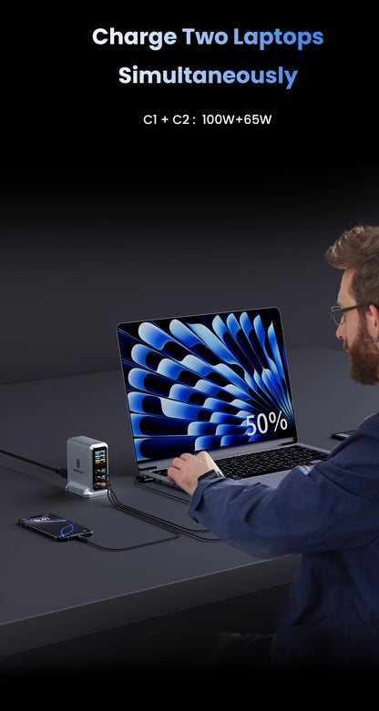 240W GaN Charger PD3.1 140W USB Type C 6 Ports PPS PD Desktop Fast Charging Station for MacBook Laptops Tablet iPhone Samsung