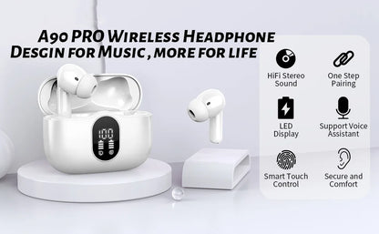Wireless Earbuds with Bluetooth 5.3, In-Ear Headphones Featuring 4 ENC Mics and 36 Hours of Playtime, LED Display Included.